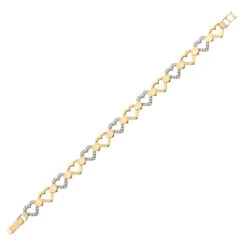 9ct Yellow Gold Diamond Fold Over Clasp Bracelet P702917