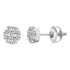 18ct White Gold 0.50ct Diamond 7 Stone Cluster Earrings P702E18-417-050