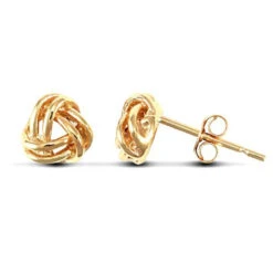 Solid 9ct Yellow Gold Hand Finished Double Row Knot Stud Earrings P702E9-003
