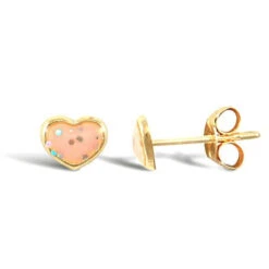 9ct Yellow Gold Enamelled Heart Stud Earrings P702E9-280