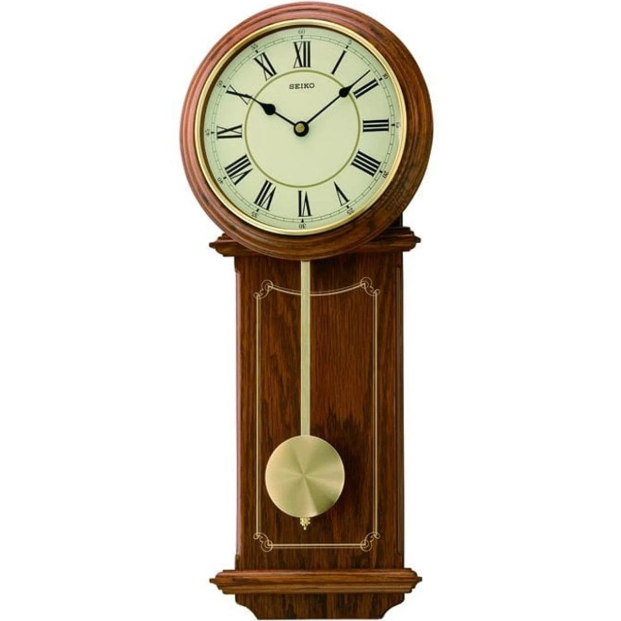 Seiko Wooden Brown Wall Clock With Pendulum 51cm QXC213B 1 Seiko Wooden Brown Wall Clock With Pendulum 51cm QXC213B