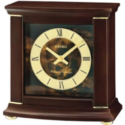 Seiko Westminster/Whittington Dual Chime Mantel Brown Alarm Clock QXJ030B