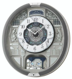 Seiko Silver Marble Pattern Melodies In Motion Clock QXM366S