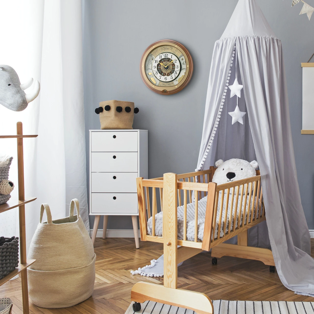 Seiko Melodies In Motion Brown Wooden Case Musical Wall Clock QXM381B 7 Seiko Melodies In Motion Brown Wooden Case Musical Wall Clock QXM381B - Image 7