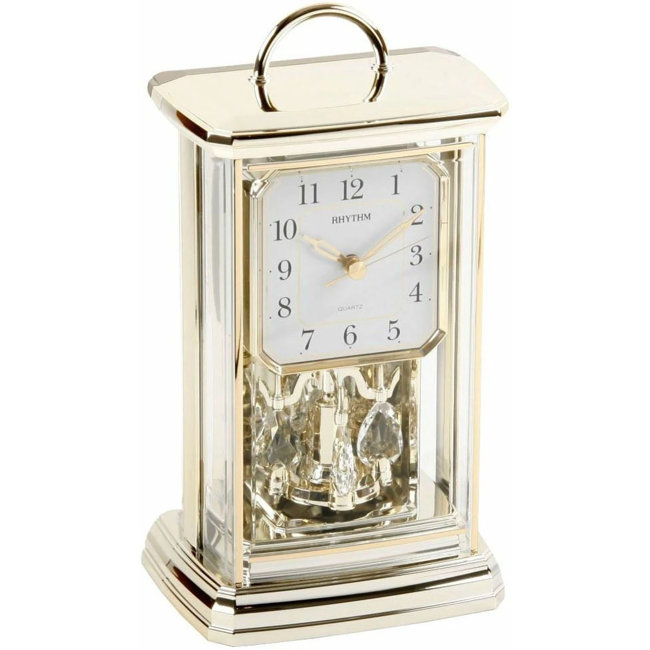 Rhythm Contemporary Anniversary Mantel Carriage Clock Gilt Pendulum 4SG771WR18 1 Rhythm Contemporary Anniversary Mantel Carriage Clock Gilt Pendulum 4SG771WR18