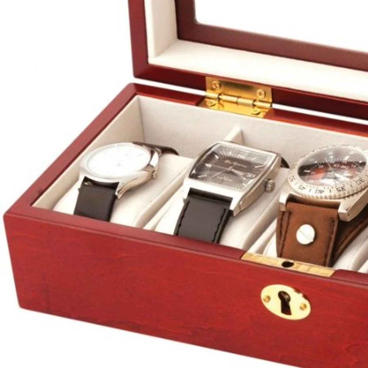 Mele And Co Lockable Watch Box For 5 Watches Mahogany 431 2 Mele And Co Lockable Watch Box For 5 Watches Mahogany 431 - Image 2