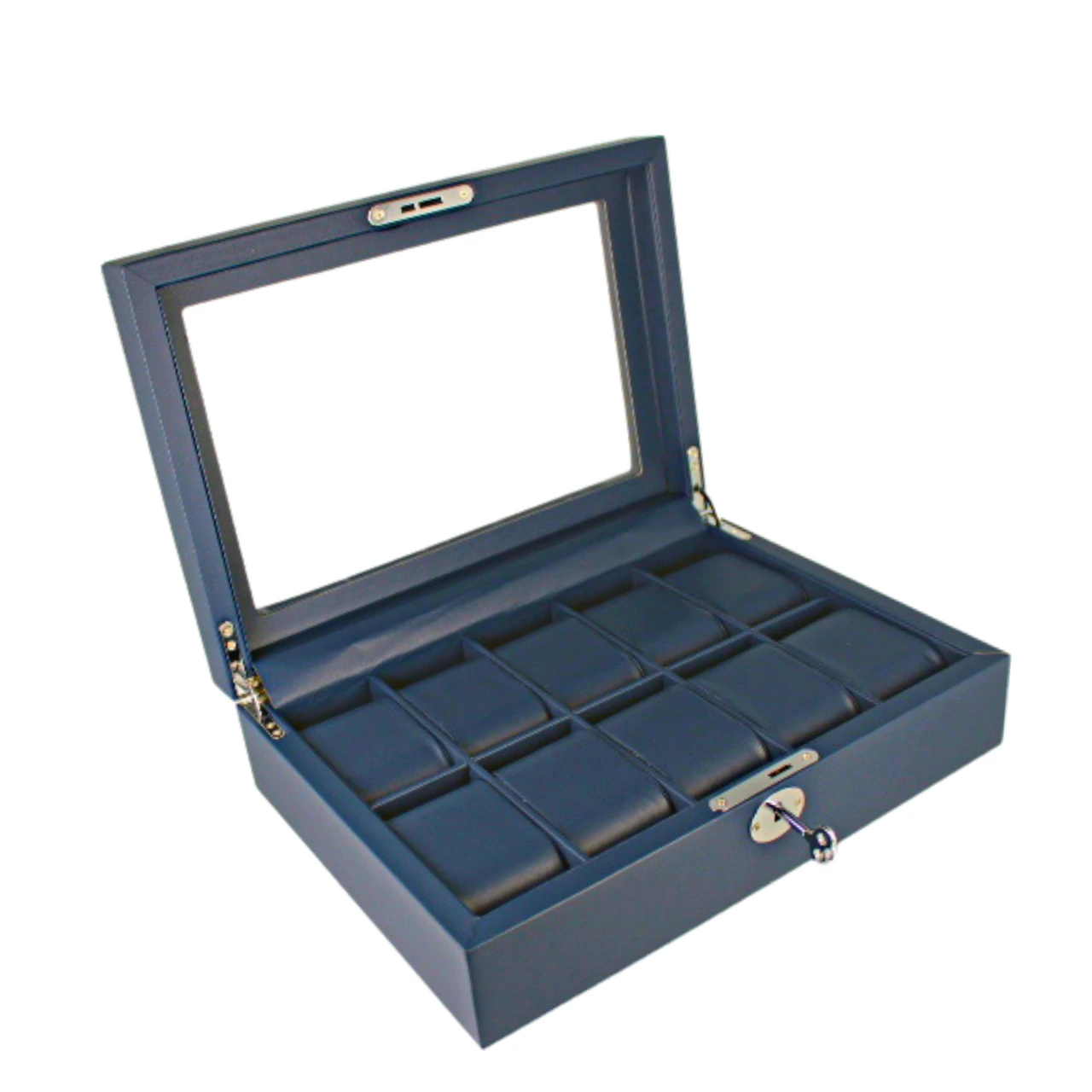 Orbit Navy Blue Leather Personalised Luxury Watch Box For 10 Watches OW202 2 Orbit Navy Blue Leather Personalised Luxury Watch Box For 10 Watches OW202 - Image 2
