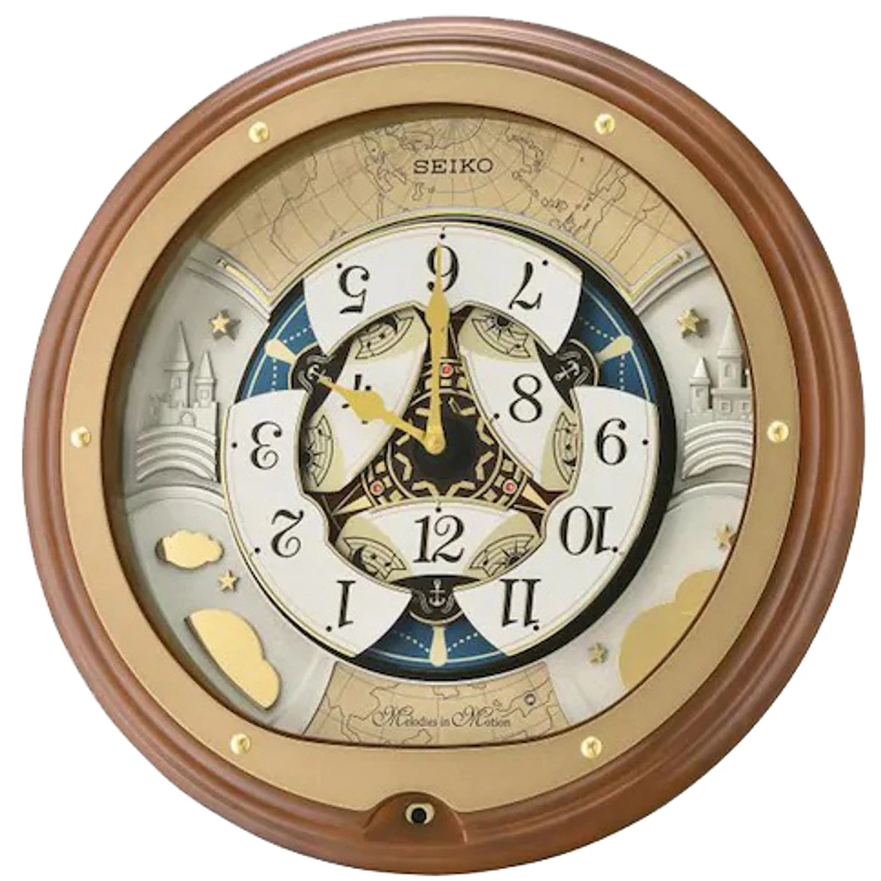 Seiko Melodies In Motion Brown Wooden Case Musical Wall Clock QXM381B 2 Seiko Melodies In Motion Brown Wooden Case Musical Wall Clock QXM381B - Image 2