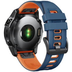 Deep Blue And Orange Silicone Strap 26mm For Garmin Fenix 7X Series Watch